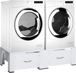 Onderstel Wasmachine Droger - Verhoging Sokkel - Huishoudelijk Organiseren - Met Schuifladen - 124 x 615 cm - Wit — thumbnail 3