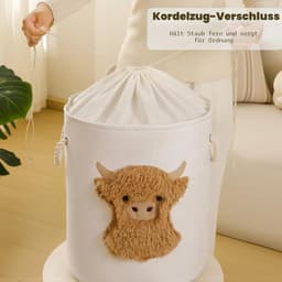 SnelShoppen - Wasmand Kinderkamer Rond 58 Liter - Extra Grote Wasverzamelaar - Opvouwbare Wasmand met Deksel - Speelgoed-opbergmand voor Kinderen - Me — thumbnail 2