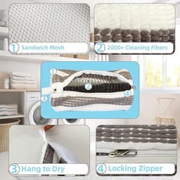 Schoenwaszak - Sneaker waszak - 2 stuks - Waszak voor schoenen - Herbruikbaar - Wasnet Voor Schoenen - Wasmachine&Droger - Schoenen Waszak - Voor Sneakers en Tennisschoenen - Netje Anti-Vervorming - Grijs/Wit — thumbnail 3