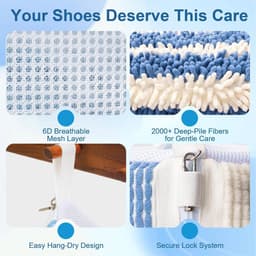 Schoenwaszak - Sneaker waszak - Waszak voor schoenen - Herbruikbaar - Wasnet Voor Schoenen - Wasmachine&Droger - Schoenen Waszak - Voor Sneakers en Tennisschoenen - Netje Anti-Vervorming - Blauw/Wit — thumbnail 4