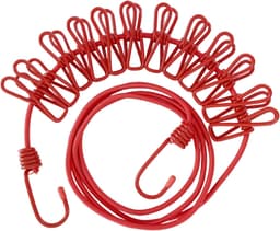 Camping Clothesline-180 cm, Travel Clothesline with Clips, Portable Elastic Clothesline, Extendible, Outdoor Holiday, Clothes Line for Travel, Dormitory, Camping Accessories, with 12 Clothespins — thumbnail 1