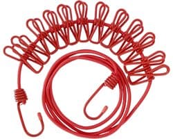 Camping Clothesline-180 cm, Travel Clothesline with Clips, Portable Elastic Clothesline, Extendible, Outdoor Holiday, Clothes Line for Travel, Dormitory, Camping Accessories, with 12 Clothespins