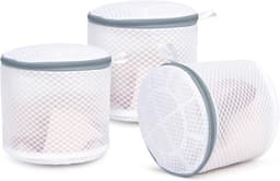 3-stuks Waszakken - Waszakje - BH Waszakken - Het heeft een ritssluiting en fijne mesh-vakken om te voorkomen dat kleding blijft haken of in de knoop raakt - Polyester - 16×16×7cm - Geschikt als ondergoed - Wit — thumbnail 1