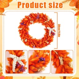 Gedroogde bloemen, gras, konijnenstaart, herfstkrans voor de decoratie van deuren, entrees, herfstdecoratie — thumbnail 3