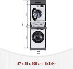 Interlink Lifestyle Studio Flow Wasruimtecombinatie Bundel 05 - Antraciet - 134 x 68 x 208 cm - Complete wasruimte met wasmachinekast en opbergkast — thumbnail 5
