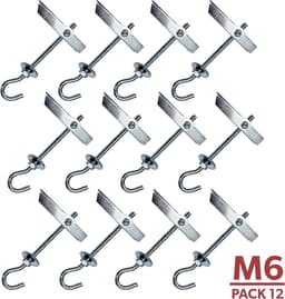 Industrial Zwaaipluggen M6, verpakking van 12 stuks, handwielverankering voor bevestiging van elementen, muur, plafond, kantelpluggen ventilatoren — thumbnail 5