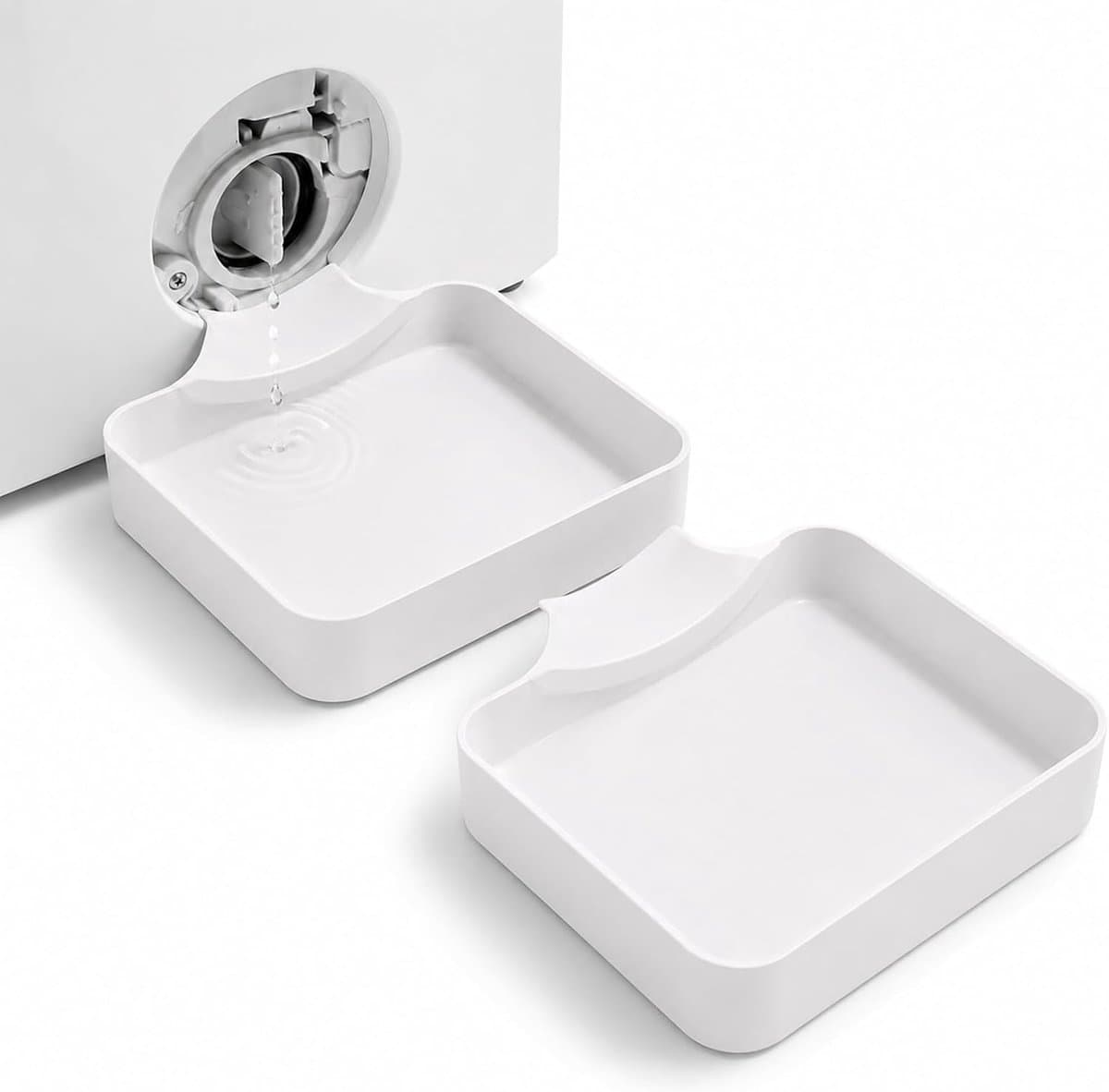 2 stuks - Afvoerbak voor wasmachine - 17,8 ×17,8cm - 3D-geprinte waterdichte bak - Lekbak wasmachine - Wateropvang - Afvoer - Wasmachine Wateropvangbak - Opvangbak tegen lekkage - universele opvangbak voor filterreiniging — afbeelding 1