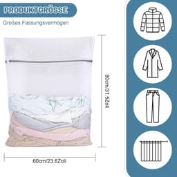 Grote Wasnetten voor Wasmachine, 60x80cm Herbruikbare Waszak met Rits voor Kleding, Shirts, Truien en Broeken (XXL, Wit) — thumbnail 5