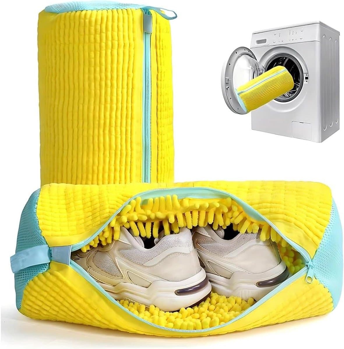 Duurzame Waszakken voor Schoenen - 2 Stuks, Geschikt voor Wasmachine, Ideaal voor Sportschoenen en Tennisschoenen, 360 Graden Reiniging, Met Rits en Pluche Voering — afbeelding 1