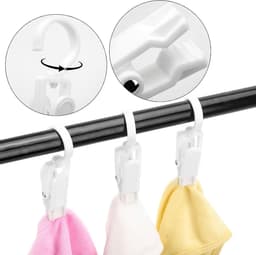 Wasknijpers met Haak - 20 Stuks - Drooghaak voor kleding - met 360 graden draaibare haak - Droogrek Knijpers - Wasknijpers - Kunststof - Anti Slip - Veelzijdig - draagbare antislip plastic hangers clips - Zwart — thumbnail 4