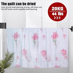 Intrekbare, verstelbare waslijn voor binnen, aan de muur bevestigd, wasdroger voor badkamer, balkon, binnen en buiten, zwarte, onzichtbare waslijn — thumbnail 3