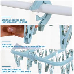Dailygoods- Sokkendroger Opvouwbaar - Hangende Sokkenhouder - 32 Clips - Windbestendige Haak - Duurzaam PP-Materiaal - Afmetingen 32 x 32 x 34 cm - Wasrek — thumbnail 2