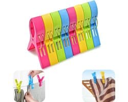 8 stuks klemmen - wasknijpers - winddichte klemmen - antislip klemmen - handdoekklemmen - dekenklemmen - antislip - stevig - duurzaam - herbruikbaar - roestvrij - opbergaccessoires - geschikt voor balkon, strand, handdoek (meerkleurig, 13*8,35 cm)