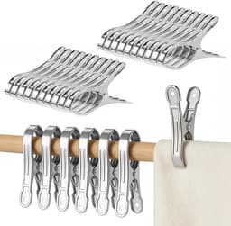 20 stuks strandhanddoekklemmen, grote clips om te bevestigen, strandhanddoekklemmen van roestvrij staal, bedkleedklem van roestvrij staal, multifunctionele clips voor dekbedden, voor het drogen van — thumbnail 1