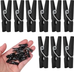 100 stuks houten knijpers, mini, zwart, kleine knutselklemmen van natuurlijk hout, wasknijpers voor foto's en afbeeldingen, om op te hangen, voor decoratieprojecten — thumbnail 2