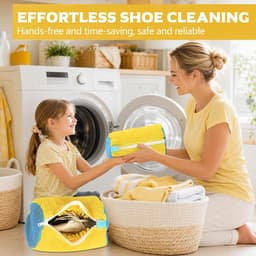 Schoenwaszak voor wasmachine - Grijs - 39 x 39 x 39 cm - Chenille Binnenvoering - Voor Sneakers en Sportschoenen — thumbnail 4
