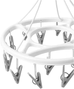 Concorde Wasgoed droogcarrousel droogmolen - 17 mini clips / knijpers - wit/grijs - kunststof - 33 cm - sokken rekje — thumbnail 4