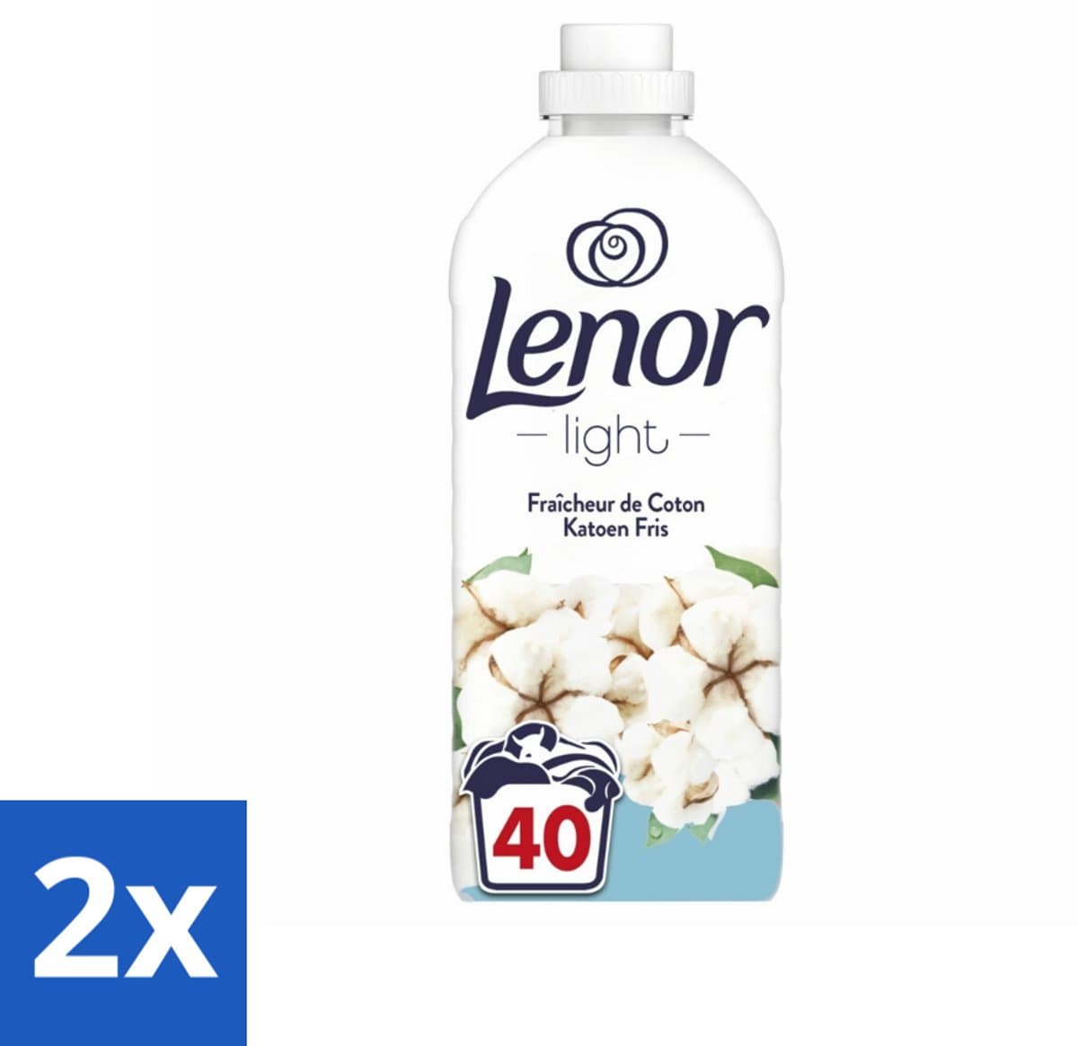 2 x Lenor Light - Wasverzachter - Katoen Fris - Fris & Zacht - 40 Wasbeurten - Wasverzachter Katoen - Lenor - Frisse Geur - Zachte Was - Wasmiddel — afbeelding 1