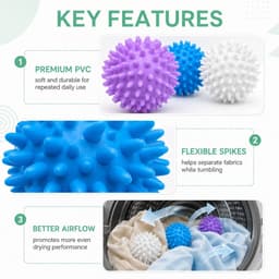 Wasballen voor wasmachine - 6 stuks - herbruikbare droogballen - optimaliseert droogprocessen - ShopVlot — thumbnail 3