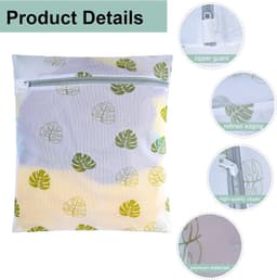 SnelShoppen - 4 Stuks Groene Bladeren Waszakken, Herbruikbare Wasnetten voor Wasmachine met Rits, Ideaal voor Fijne Was zoals Hemden, Jassen, Donsjass — thumbnail 4