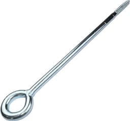 Set van 2 schroefhaken oogring voor buissteigers - voor houten net - wandbevestiging - van staal - zilverkleurig - Ø12x300mm. — thumbnail 2