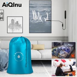SnelShoppen - Vouwbare Waszakken met Trekkoord, Scheurvast, Draagbaar, Grote Capaciteit 60x85 cm, Ideaal voor Studenten, Appartementen, Reizen, Vakant — thumbnail 3