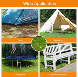 SnelShoppen - Set van 6 U-vormige zware metalen tentpinnen 30cm, gegalvaniseerd staal grondankers voor trampolines, windbestendig, dik rebar voor boun — thumbnail 3