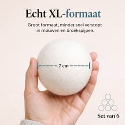 Drogerballen - 6 XL Wasbollen - 100% Nieuw-Zeelandse Schapenwol - 7 cm - Inclusief E-book & Opbergzakje — thumbnail 2