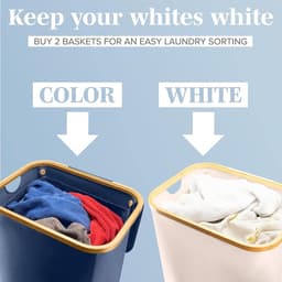 SnelShoppen - LONBET Wasmand met Deksel 100L - Grote Stijlvolle Wasmand van Ademend Materiaal met Stevig Bamboe Frame - Inclusief Verwijderbare Waszak — thumbnail 3