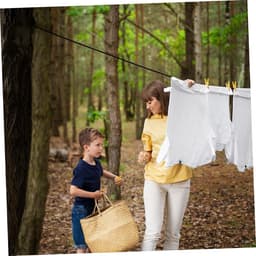 Klimtouw met Haak - Kampeerlijn Ophangtouw - Kleding Droge Ophangen - Verstelbare Lengte - 500 cm - Zwart — thumbnail 5