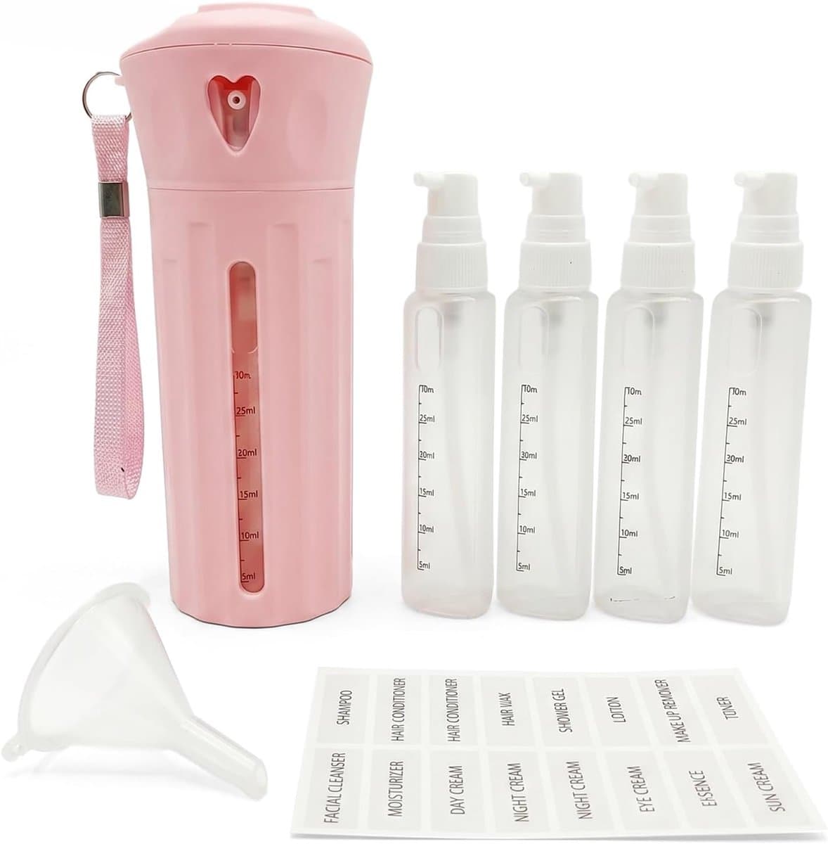 4-in-1 reisdispenser om te vullen, lekvrije reisflessenset voor — afbeelding 1