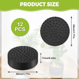 12-delig pakket onzichtbare bloempotvoetjes, voetjes voor bloembakken, zwart antislip rubberen voetjes, voor alle binnen- en buitenbloempotten — thumbnail 3