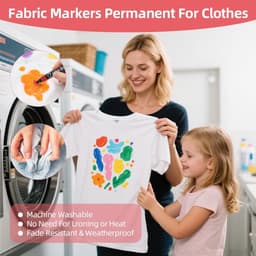 12 Textielstiften, Machinewasbaar, Niet-giftige Textielmarker, Wasbare Set met Fijne Punt, Textielverfstiften, Hobbystiften, Permanente Textielmarker Voor T-shirts, Jeans, Stoffen Tassen — thumbnail 4