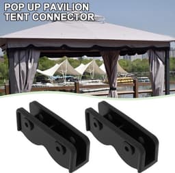- Pop-up tuinhuisje connector - Vervangingsdeel - Rechthoekige beugel - Geschikt voor tenten - Zwarte connector 4 stuks, terrasparasol, tuinmeubilair - Tuinaccessoires — thumbnail 5