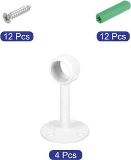 Set van 4 gordijnroedehouders, plafondmontage, roestvrij stalen kaststang met schroeven, wit, 1,6 cm. — thumbnail 2