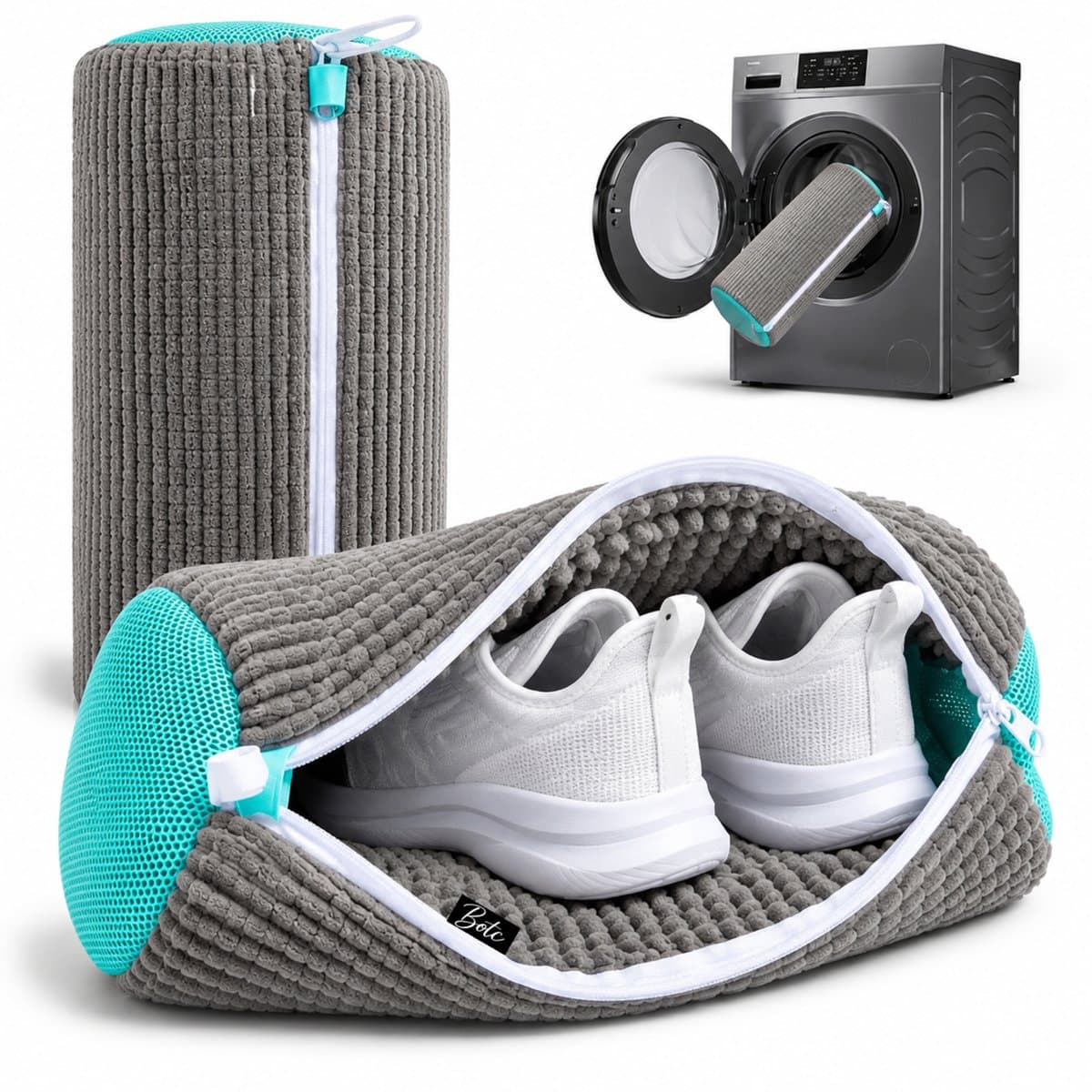 BOTC Schoenwaszak - Waszak voor schoenen - 2stuks - Herbruikbaar - Wasmachine&Droger - voor Sneakers en Tennisschoenen- Grijs/Blauw — afbeelding 1