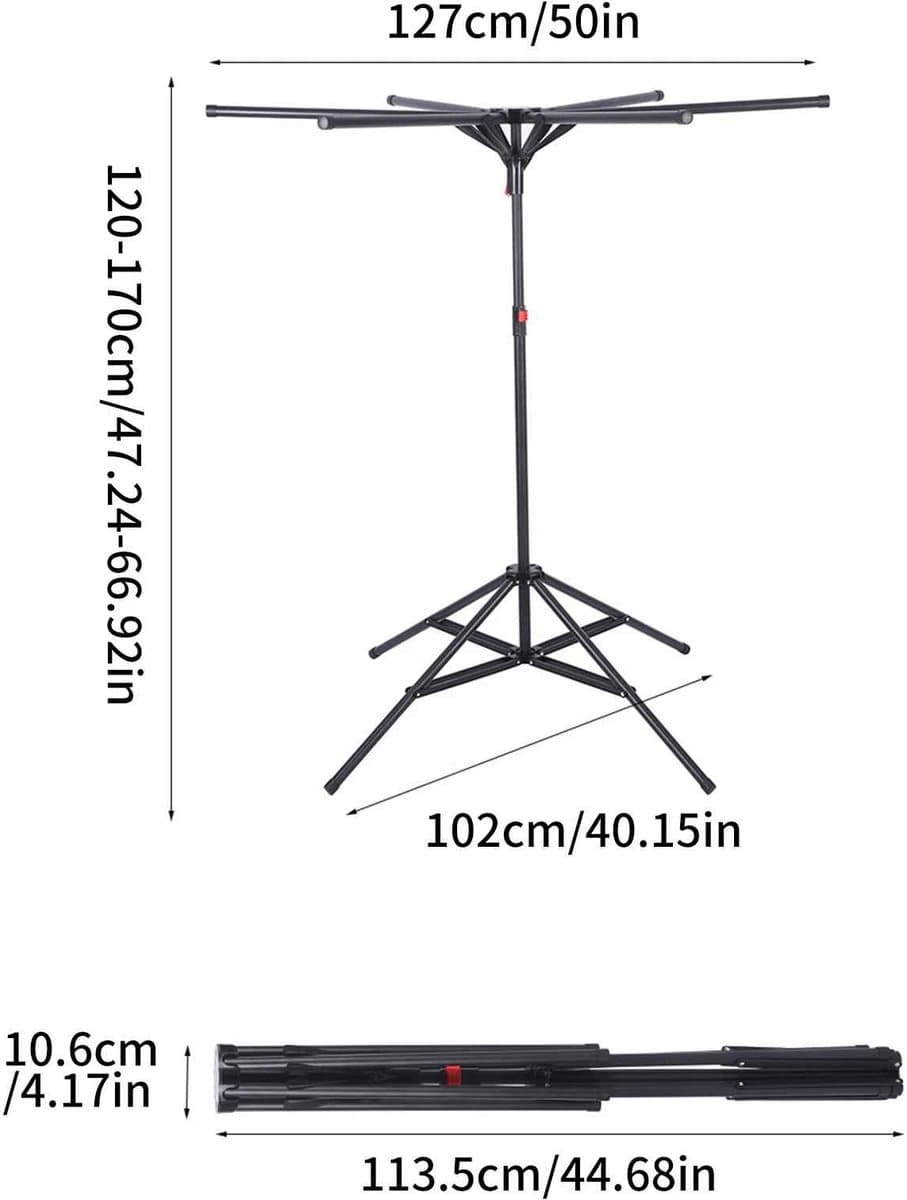 Casa Living Droogrek - Opvouwbaar Wasrek - Verstelbaar Koolstofstaal - 6 Uittrekbare Armen - Inclusief Accessoires - Zwart — afbeelding 1