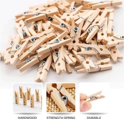 Dailygoods- Wasknijpers Houten 100 Stuks - Kleine Wasknijpers - Mini-Klemmen - Sierklemmen - Voor Fotowand - Gastgeschenk — thumbnail 4