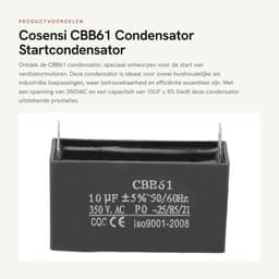 Dailygoods - CBB61 Condensator - Startcondensator Ventilatormotor - 350VAC 10UF - 2 Pin - Compact en Praktisch - Voor Ventilators en Motoren — thumbnail 1