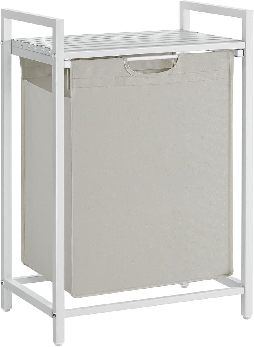Wassorteerder - 65L - Metaal - Wit - Wasmanden - Wassorteerder met Plank - 50 x 33 x 72 cm — afbeelding 1
