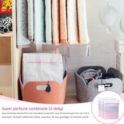 Wassen Netten - Delicate Kleding Bescherming - 3 Stuks 50x60cm - Duurzaam Polyester met Veilige Rits - Voor BH Reis en Schoenen - Wit Mesh Design — thumbnail 3