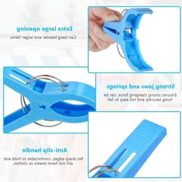 Grote Wasknijpers voor Handdoeken, 6 Stuks, Plastic Clips voor Strandstoelen en Wasgoed, Houdt Handdoeken op hun Plaats tegen de Wind — thumbnail 5