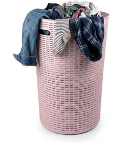Plasticforte Ronde wasmand Rotan - roze - gevlochten kunststof - 51 liter - 38 x 57 cm - opbergmanden — thumbnail 1