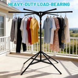 Droogrek - Wasrek - Kleding Drogen - Inklapbaar - 170 cm Hoog - Zwart — thumbnail 5