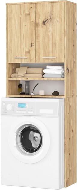 Wasmachine ombouwkast - Opbergkast - Ruimte benutten - Met 2 deuren - 64 x 180 cm - Eiken — thumbnail 1