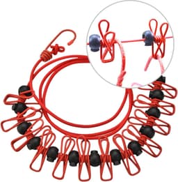 Waslijn met Clips - Reis Waslijn - Kleding Drogen - Intrekbaar en Verstelbaar - 180 cm Lengte - Rood — thumbnail 4
