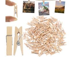 Mini knijpers - 200 stuks - 2,5 cm - Kleine houten mini knijpers - Knijpertjes - Fotoknijpers - Geboorte wasknijpers - Kaartknijpers - Decoratie Clips - Fotohouder - Wasknijpers - Kerstkaart hangers - Polaroid - Knijper om foto's aan op te hangen