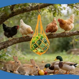 Groentezakken Gevogelte - Voederdispenser Kippen - Natuurlijk Voergedrag - Duurzaam Nylon Materiaal - 6 Stuks - Meerdere Kleuren — thumbnail 2