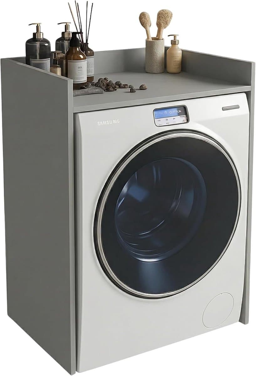 Wasmachine Kast Ombouw - Wasmachine Meubel Opbergkast - Badkamer Organisatie - Geluiddempend Extra Stevig - 66x97x62 cm - Palladium Grijs — afbeelding 1