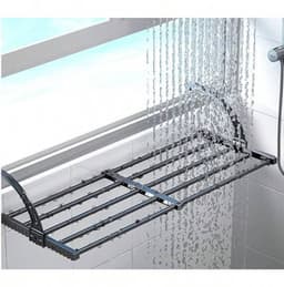 YAGXIG Uitschuifbare droogrek voor kleding - Veelzijdige washanger van koolstofstaal, verstelbaar van 38 tot 55 cm, droogrek voor kleding, schoenenrek, hangend aan de deur, badkamer, vensterbank, leuning, balkon — thumbnail 4